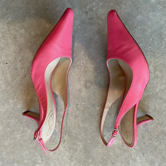 Vintage Sam Edelman Pink Slingback Heels Size 7 Y2K Coquette Kitten Heel - Picture 5 of 8